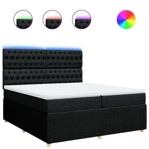 Boxspring met matras stof zwart 200×200 cm Boxspring met matras stof zwart 200×200 cm