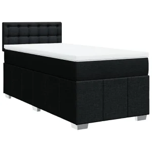 Boxspring met matras stof zwart 80×200 cm Boxspring met matras stof zwart 80×200 cm