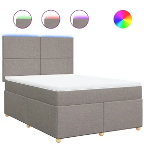 Boxspring met matras stof taupe 140×200 cm Boxspring met matras stof taupe 140×200 cm