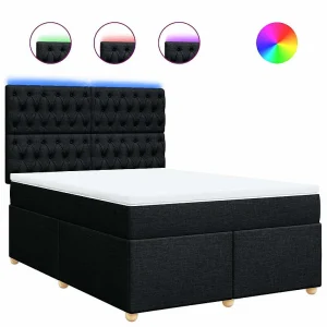 Boxspring met matras stof zwart 160×200 cm