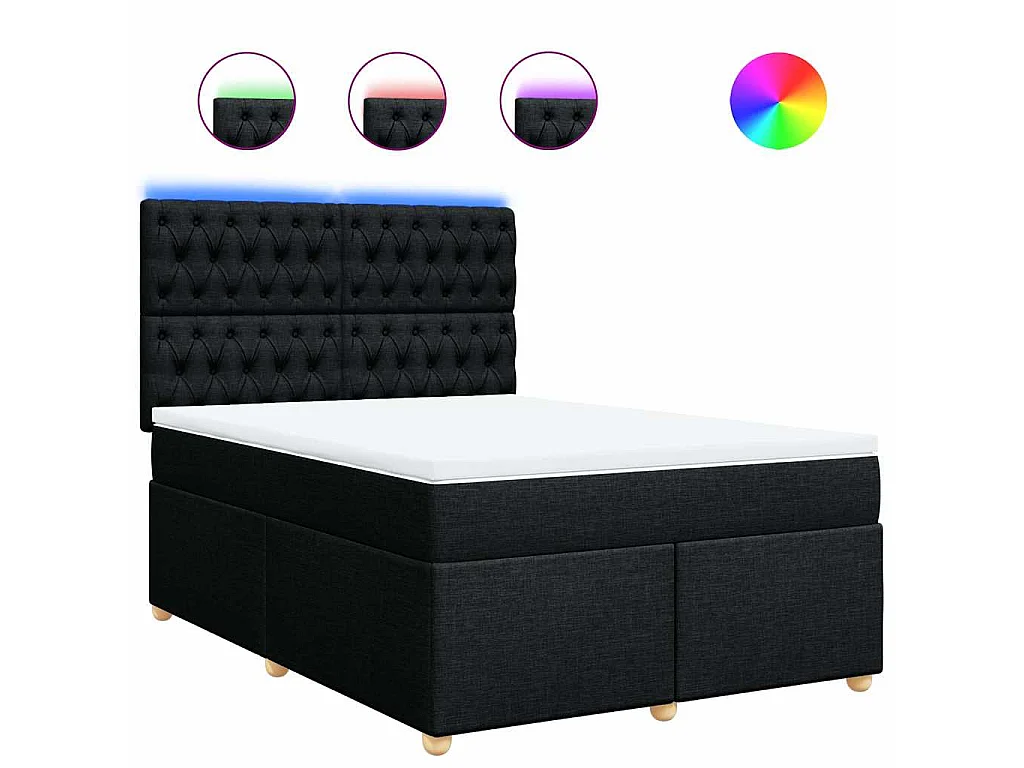 Boxspring met matras stof zwart 160x200 cm