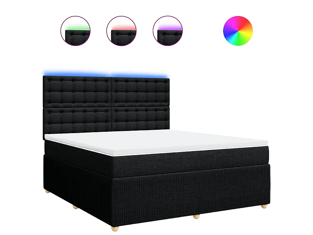Boxspring met matras stof zwart 180x200 cm