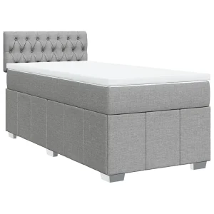 Boxspring met matras stof lichtgrijs 90×190 cm Boxspring met matras stof lichtgrijs 90×190 cm