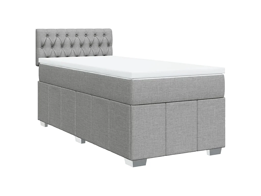 Boxspring met matras stof lichtgrijs 90x190 cm