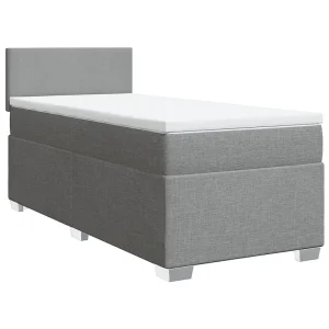Boxspring met matras stof lichtgrijs 90×200 cm Boxspring met matras stof lichtgrijs 90×200 cm