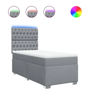 Boxspring met matras stof lichtgrijs 90×200 cm Boxspring met matras stof lichtgrijs 90×200 cm