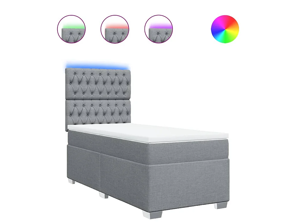 Boxspring met matras stof lichtgrijs 90x200 cm