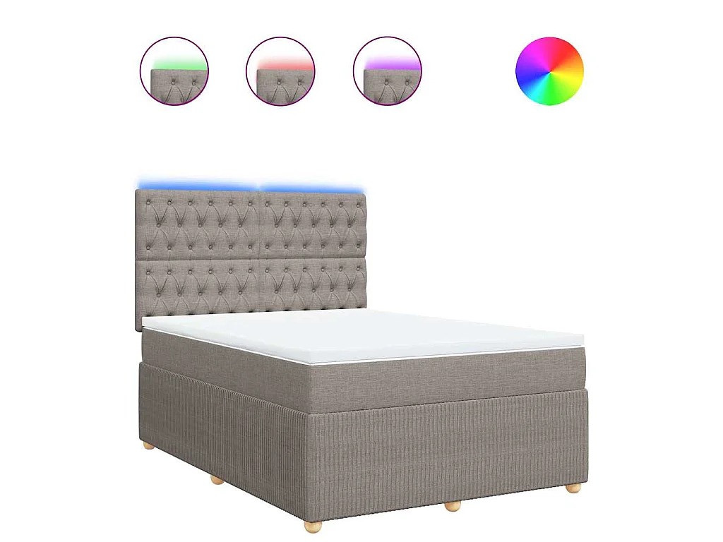 Boxspring met matras stof taupe 140x190 cm