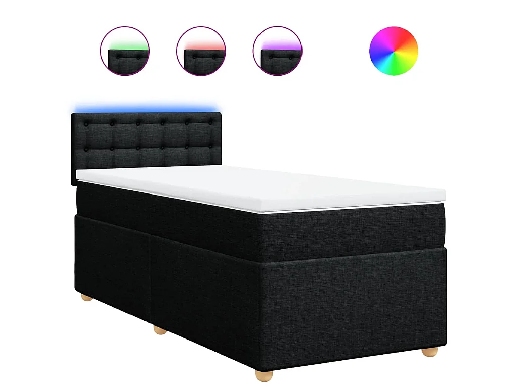 Boxspring met matras stof zwart 90x190 cm