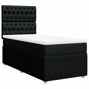 Boxspring met matras stof zwart 100×200 cm Boxspring met matras stof zwart 100×200 cm