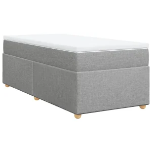Boxspring met matras stof lichtgrijs 90×200 cm