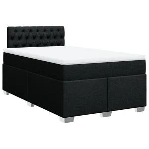 Boxspring met matras stof zwart 120×190 cm