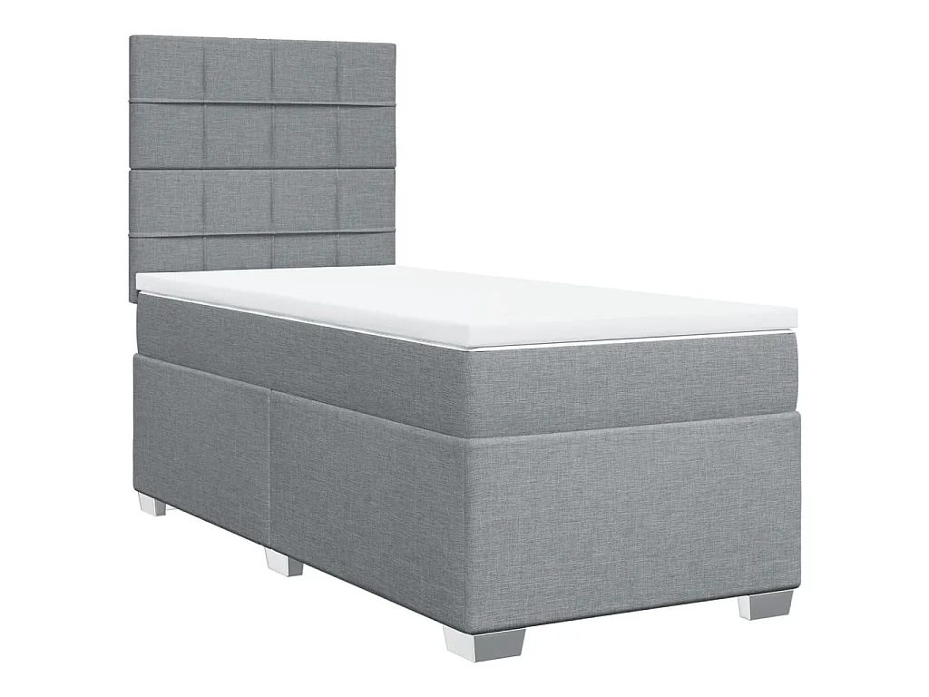 Boxspring met matras stof lichtgrijs 90x200 cm