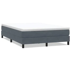 Boxspring zonder matras fluweel donkergrijs 140×220 cm