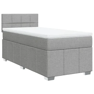 Boxspring met matras stof lichtgrijs 90×200 cm Boxspring met matras stof lichtgrijs 90×200 cm
