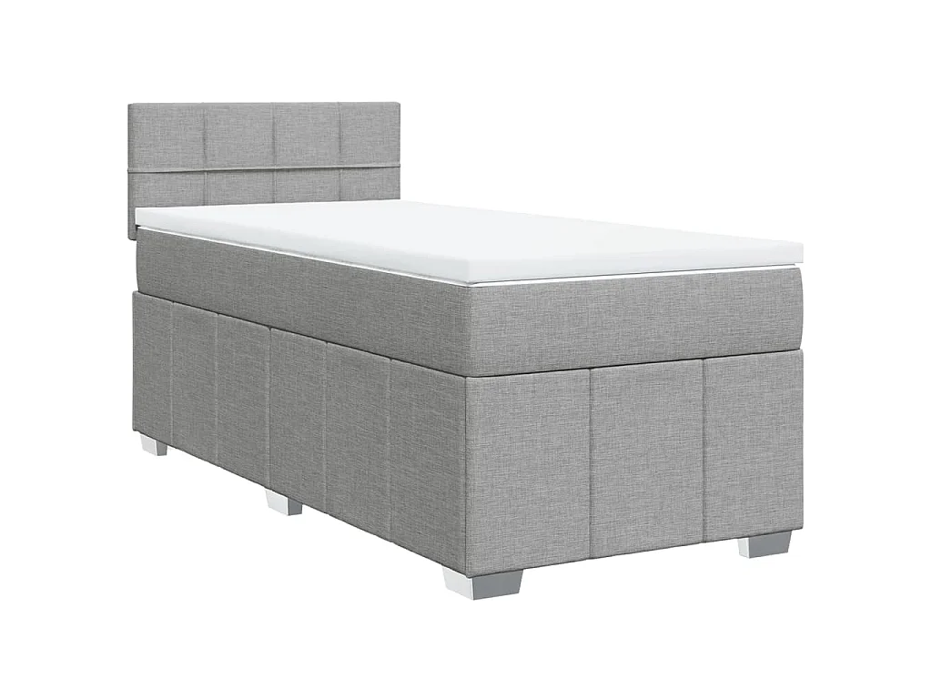 Boxspring met matras stof lichtgrijs 90x200 cm