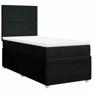 Boxspring met matras stof zwart 80×200 cm Boxspring met matras stof zwart 80×200 cm