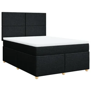 Boxspring met matras stof zwart 140×190 cm Boxspring met matras stof zwart 140×190 cm