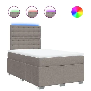 Boxspring met matras stof taupe 120×190 cm