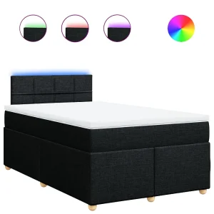Boxspring met matras stof zwart 120×200 cm
