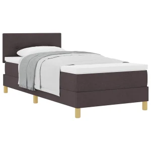 Boxspringbed met kussen Donkerbruin 90 x 200 cm Stof Boxspringbed met kussen Donkerbruin 90 x 200 cm Stof