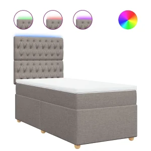 Boxspring met matras stof taupe 90×200 cm Boxspring met matras stof taupe 90×200 cm