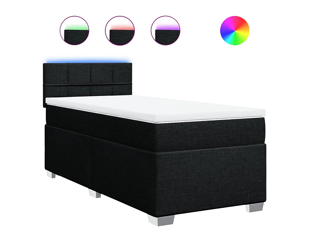 Boxspring met matras stof zwart 90x190 cm