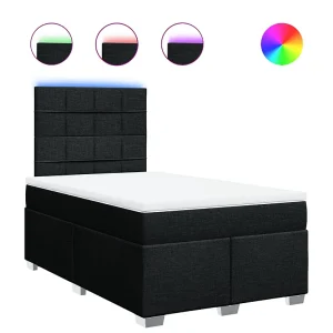 Boxspring met matras stof zwart 120×190 cm