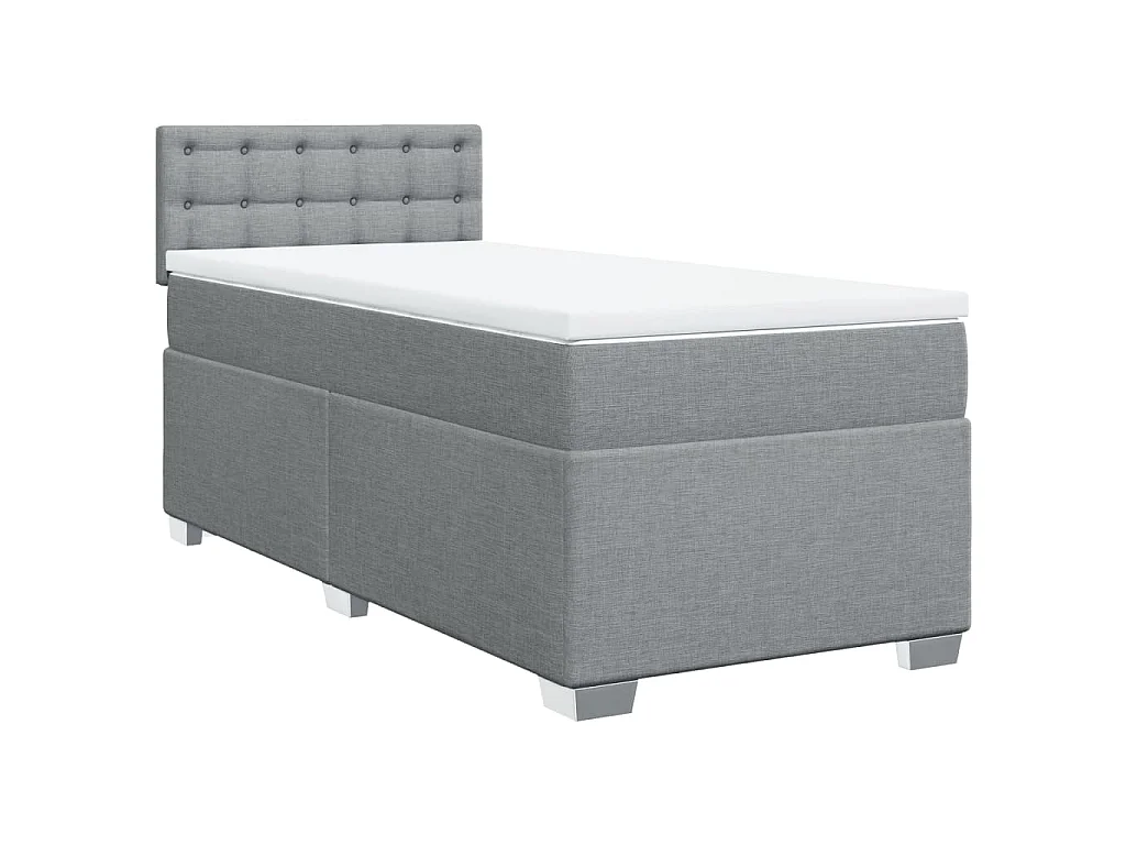 Boxspring met matras stof lichtgrijs 90x200 cm