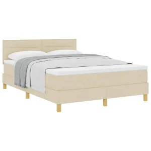 Boxspringbed met kussen met hoofdeinde Crème 140 x 200 cm Stof Boxspringbed met kussen met hoofdeinde Crème 140 x 200 cm Stof