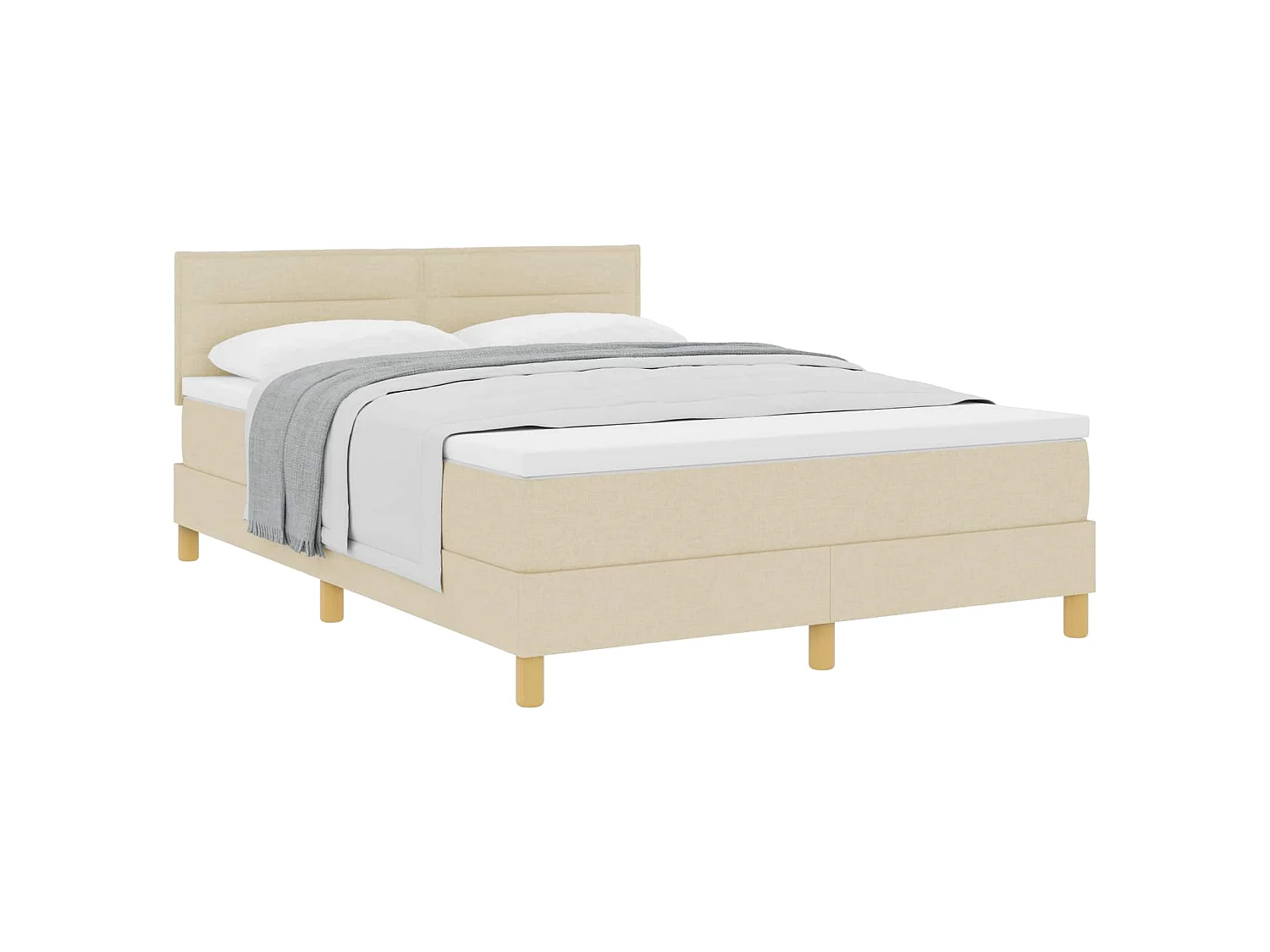 Boxspringbed met kussen met hoofdeinde Crème 140 x 200 cm Stof