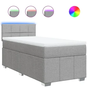 Boxspring met matras stof lichtgrijs 90×190 cm Boxspring met matras stof lichtgrijs 90×190 cm