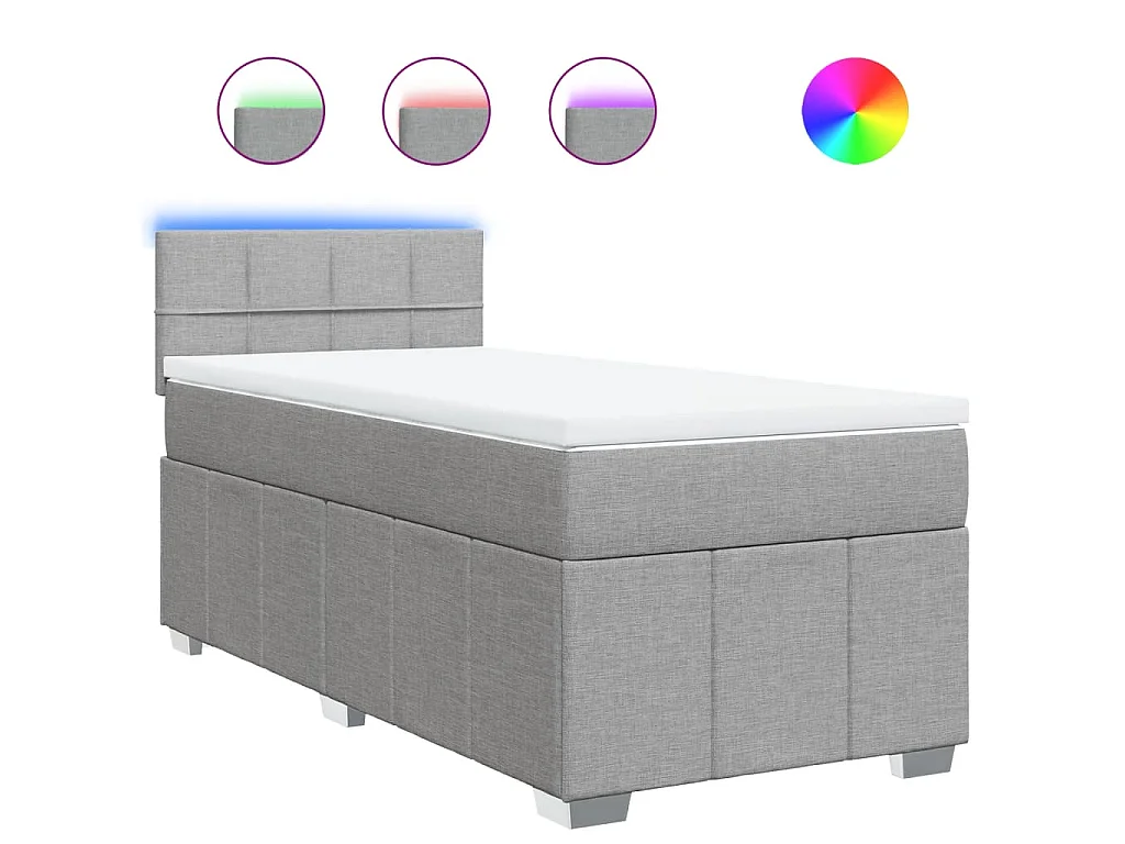 Boxspring met matras stof lichtgrijs 90x190 cm