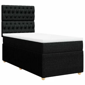 Boxspring met matras stof zwart 90×190 cm Boxspring met matras stof zwart 90×190 cm