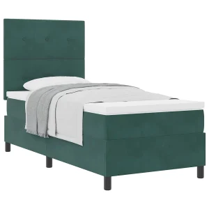 Boxspringbed met matras Donkergroen 100 x 200 cm Fluweel Boxspringbed met matras Donkergroen 100 x 200 cm Fluweel