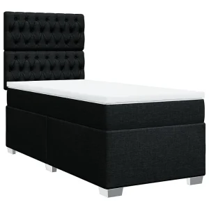Boxspring met matras stof zwart 90×190 cm Boxspring met matras stof zwart 90×190 cm