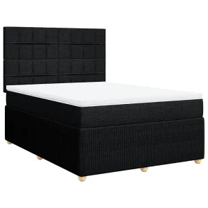 Boxspring met matras stof zwart 160×200 cm Boxspring met matras stof zwart 160×200 cm