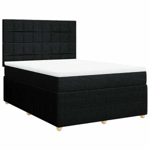 Boxspring met matras stof zwart 140×190 cm Boxspring met matras stof zwart 140×190 cm