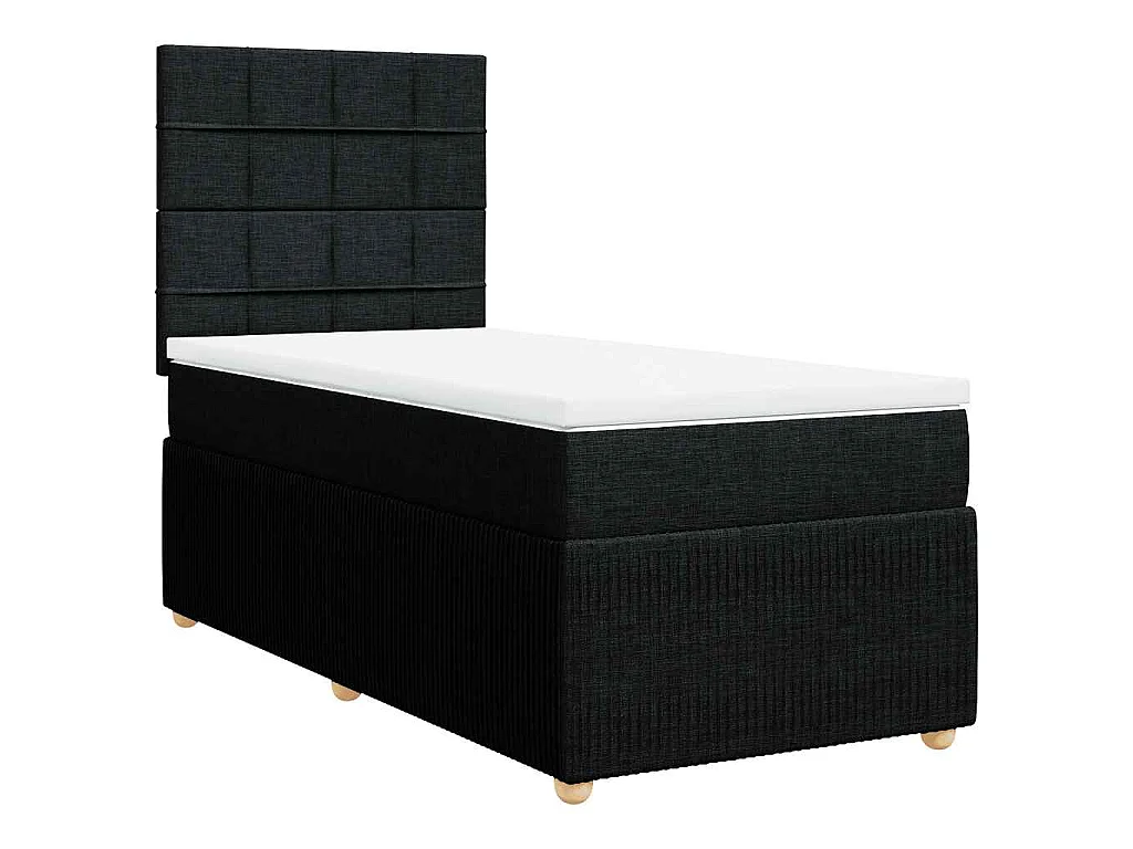 Boxspring met matras stof zwart 90x200 cm