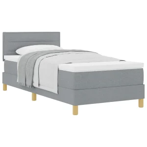 Boxspringbed met kussen Lichtgrijs 90 x 200 cm Stof Boxspringbed met kussen Lichtgrijs 90 x 200 cm Stof