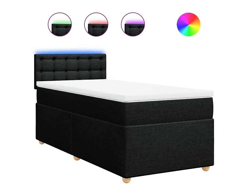 Boxspring met matras stof zwart 90x200 cm