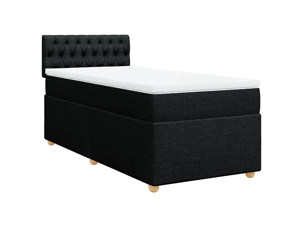 Boxspring met matras stof zwart 90x200 cm