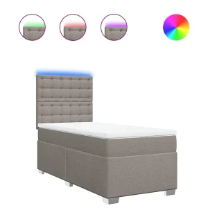 Boxspring met matras stof taupe 80×200 cm Boxspring met matras stof taupe 80×200 cm