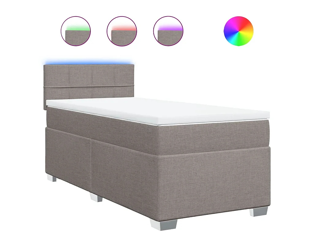 Boxspring met matras stof taupe 90x190 cm