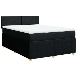 Boxspring met matras stof zwart 140×190 cm Boxspring met matras stof zwart 140×190 cm