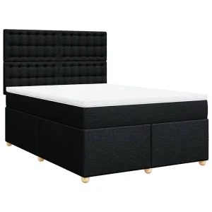 Boxspring met matras stof zwart 140×190 cm Boxspring met matras stof zwart 140×190 cm