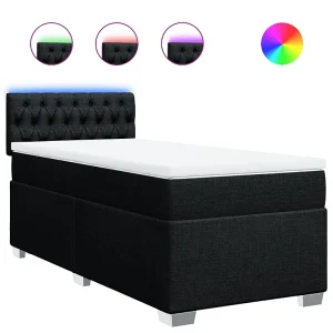 Boxspring met matras stof zwart 80×200 cm Boxspring met matras stof zwart 80×200 cm