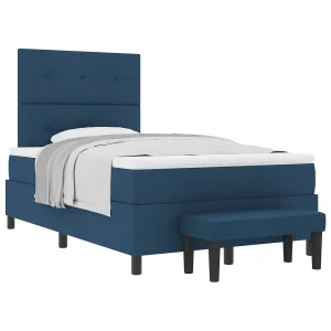 Boxspringbed met matras met hoofdeinde Blauw 120 x 200 cm Stof Boxspringbed met matras met hoofdeinde Blauw 120 x 200 cm Stof