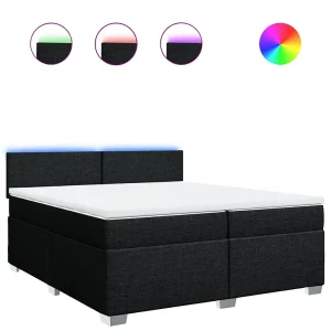 Boxspring met matras stof zwart 200×200 cm Boxspring met matras stof zwart 200×200 cm