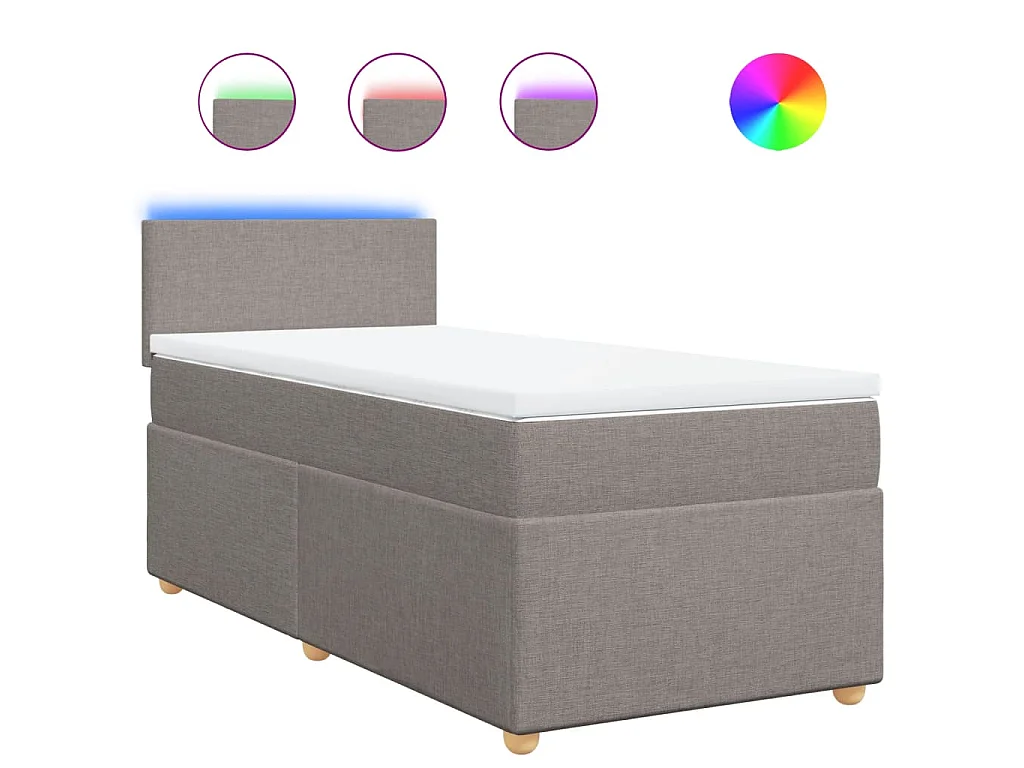 Boxspring met matras stof taupe 90x190 cm